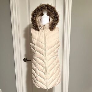 Coldwater Creek Beige Hooded Puffer Vest